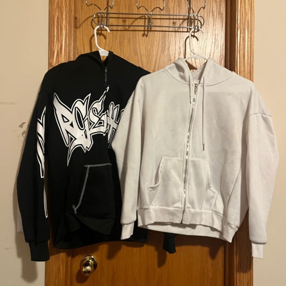 SHEIN Tops - SHEIN Monochrome Graphic and Plain Hoodies